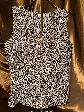 Chico's Leopard Print Shell - Black & Tan